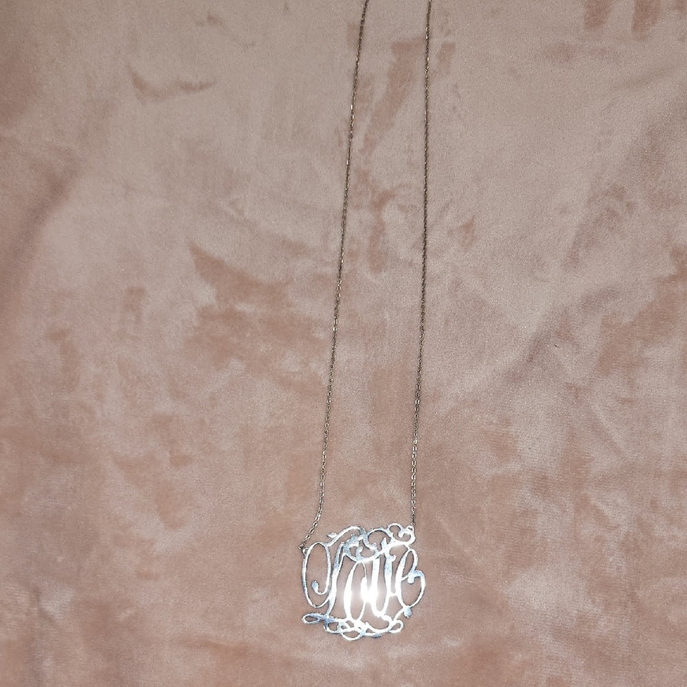 Chic 18 Inch Sterling  Silver 'Love' Monogram Necklace